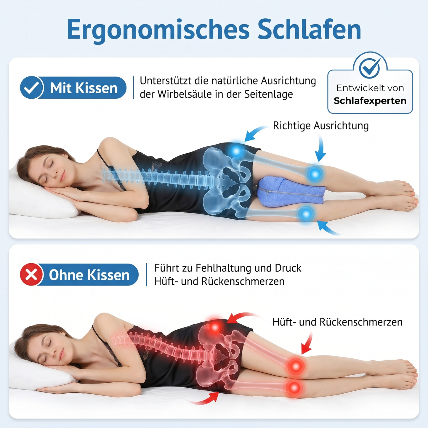 OrthoRelief™ Kniekissen für Seitenschläfer
